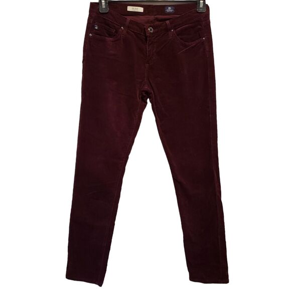 AG Adriano Goldschmied the Stilt Cigarette Leg Skinny Pants 28R Burgundy Stretch - Picture 11 of 11